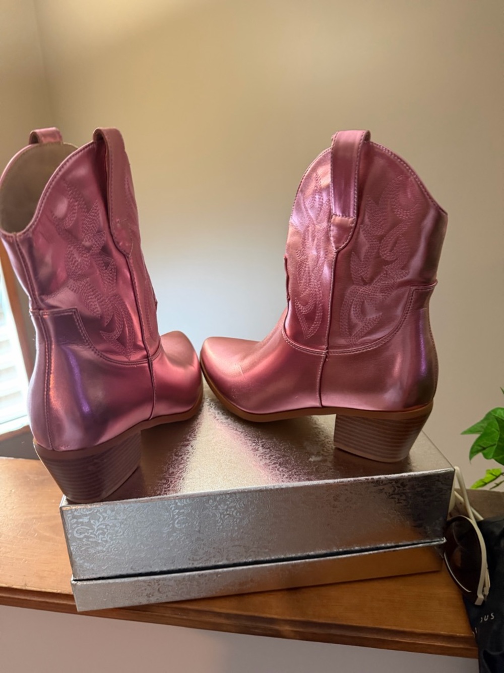 Metallic Pink Pull-On Ankle Booties - Picture 3 of 3